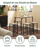 SoBuy Bartisch OGT11 5-teiliges Set mit 4 Stühlen Grau/Weiß Bild 1