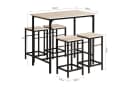 SoBuy Bartisch OGT11 5-teiliges Set mit 4 Stühlen Grau/Weiß Bild 5