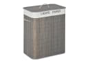 MC Star Wäschekorb 100L Bambus mit 2 Fächern und abnehmbarem Beutel Grau Bild 2