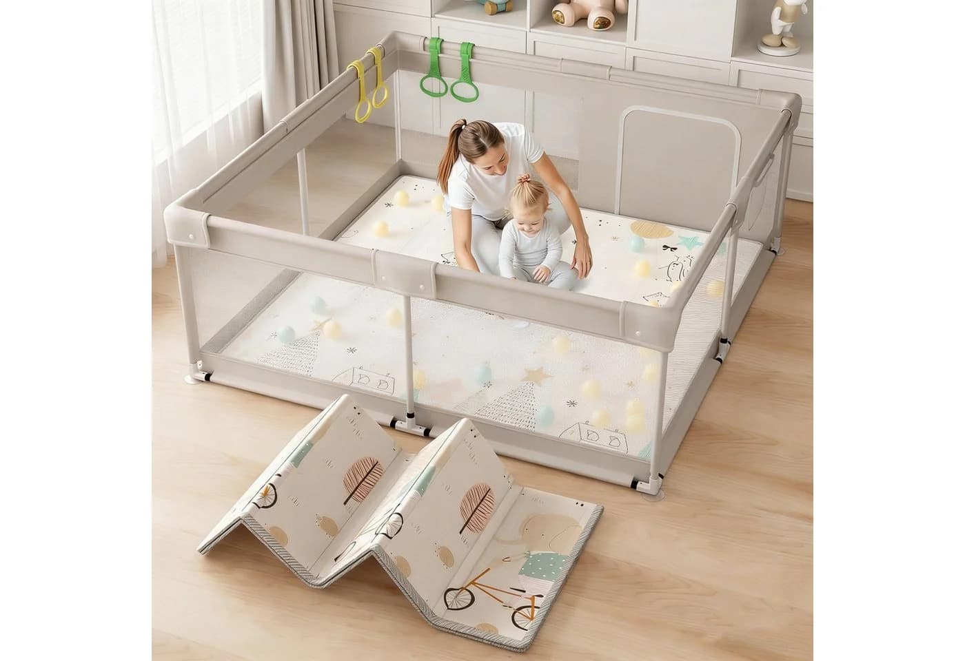 MC Star Baby-Laufstall XXL mit Mesh & Oxford-Matte - Bild 2