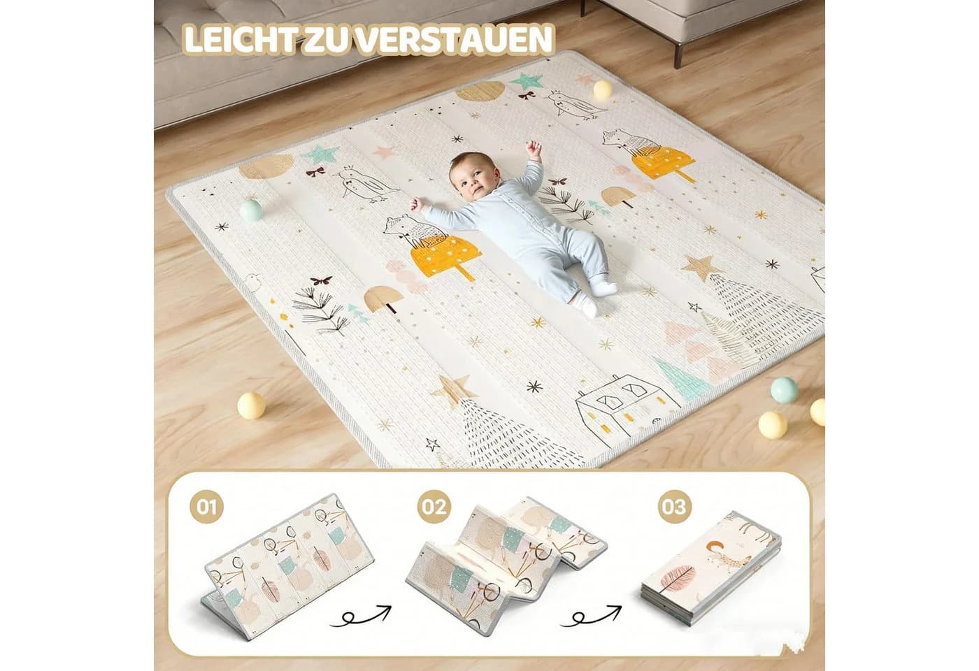 MC Star Baby-Laufstall XXL mit Mesh & Oxford-Matte - Bild 4