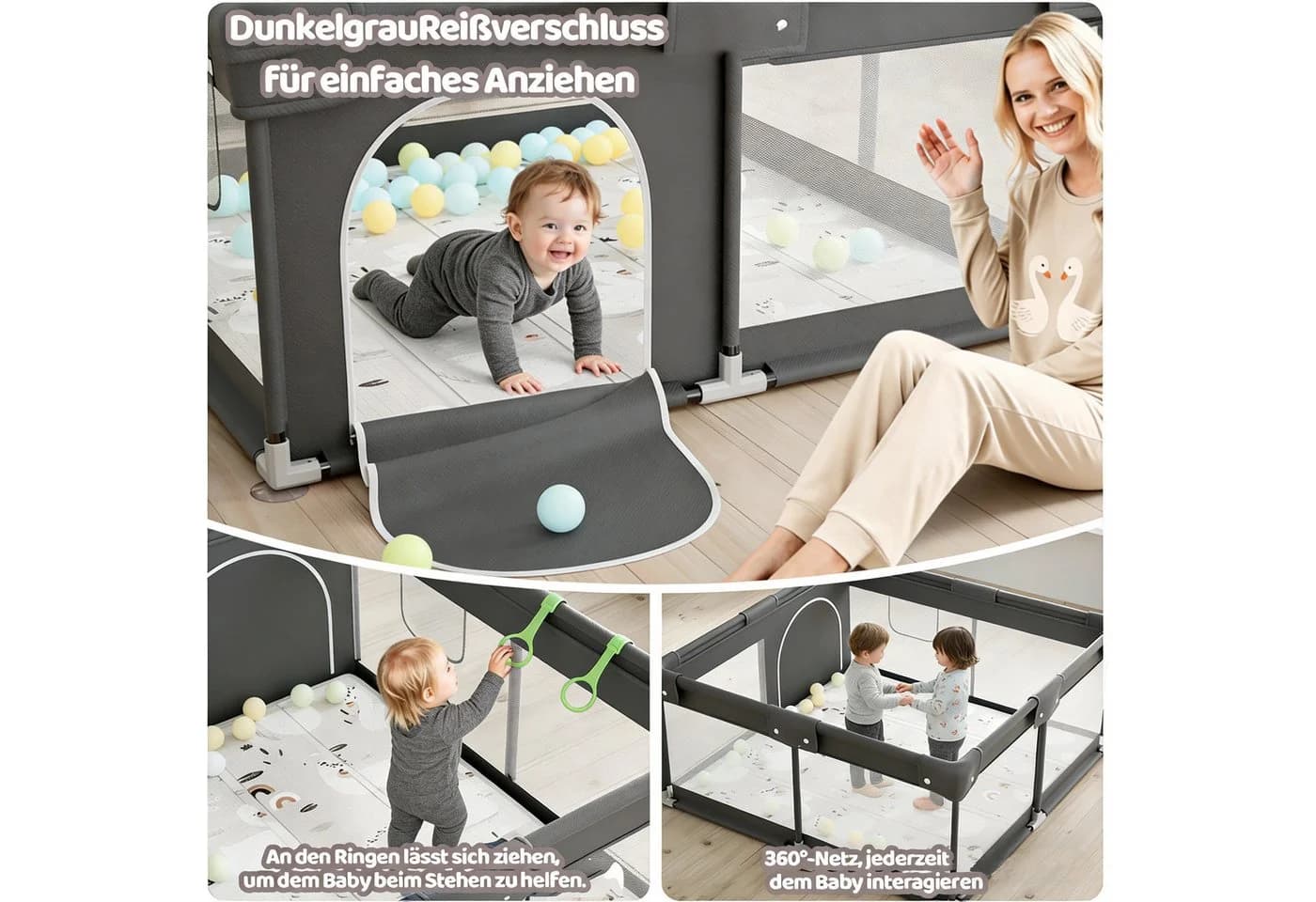 MC Star Laufstall Baby 120 x 120 cm Netzdesign - Bild 3