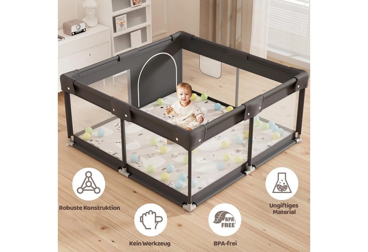 MC Star Laufstall Baby 120 x 120 cm Netzdesign - Bild 4