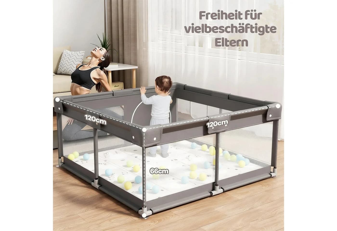 MC Star Laufstall Baby 120 x 120 cm Netzdesign - Bild 5