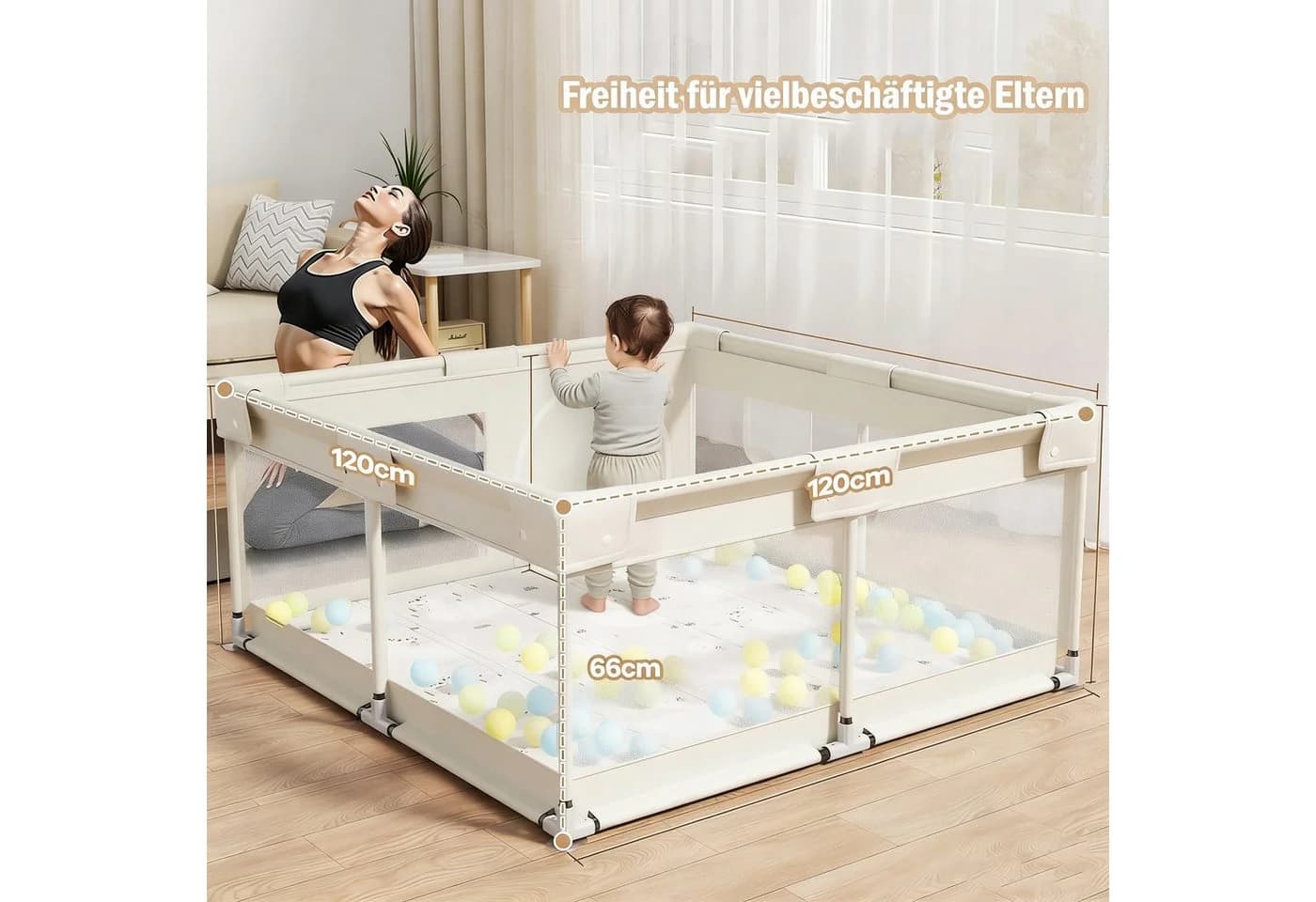 MC Star Laufstall Baby 120 x 120 cm Netzdesign - Bild 3