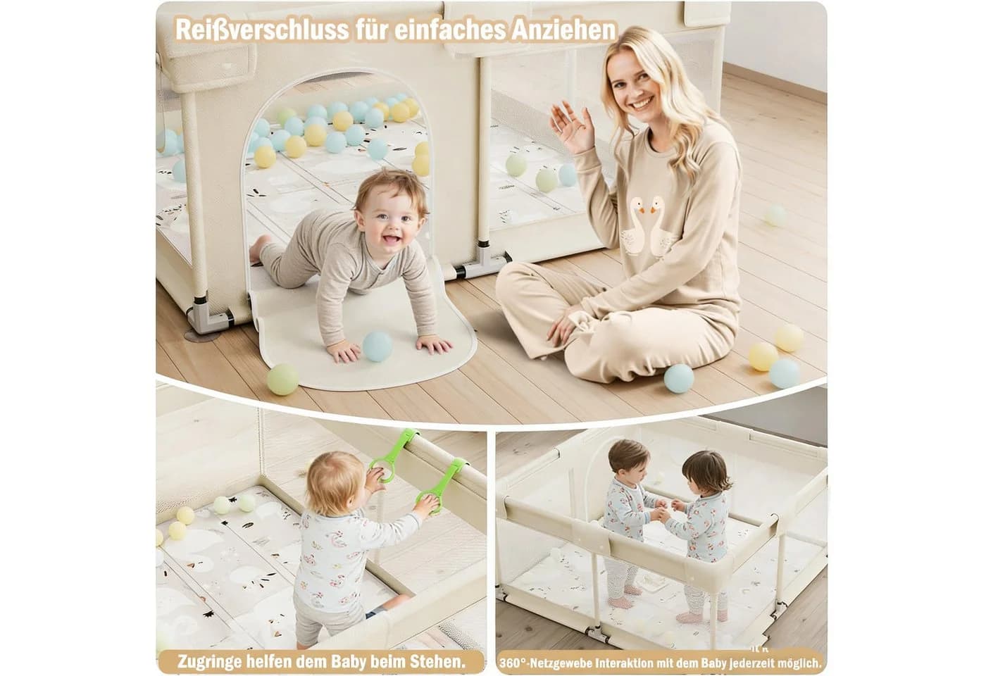 MC Star Laufstall Baby 120 x 120 cm Netzdesign - Bild 5