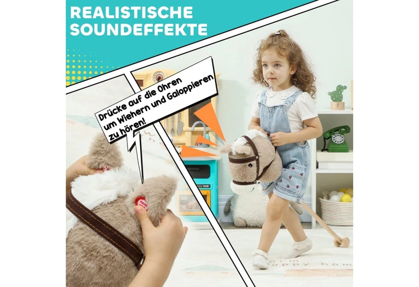 MC Star Steckenpferd mit Sound und Rollen Grau - Bild 4