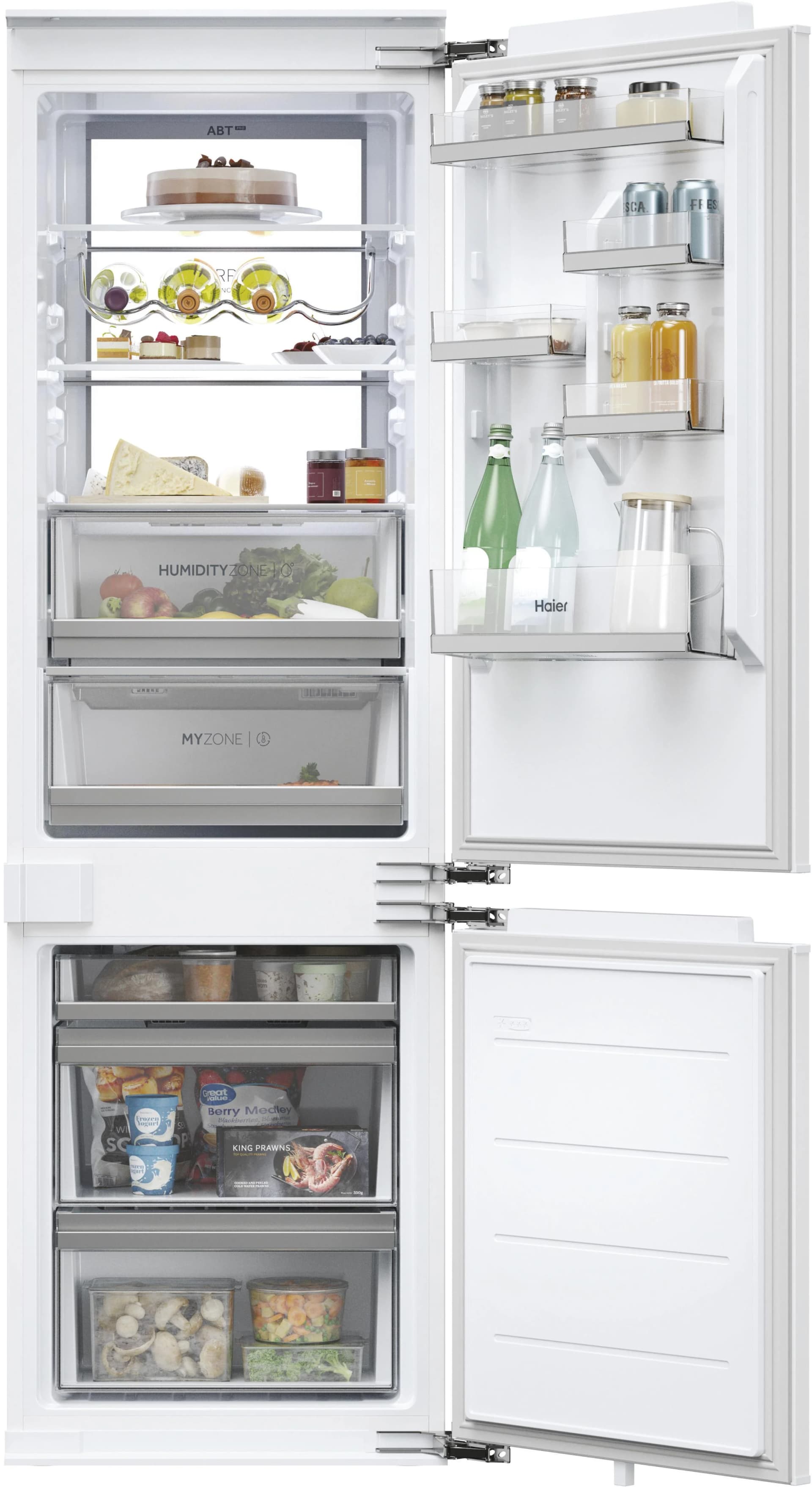 HAIER Einbaukühlgefrierkombination HBW7518CF Silber MyZone Humidity Zone