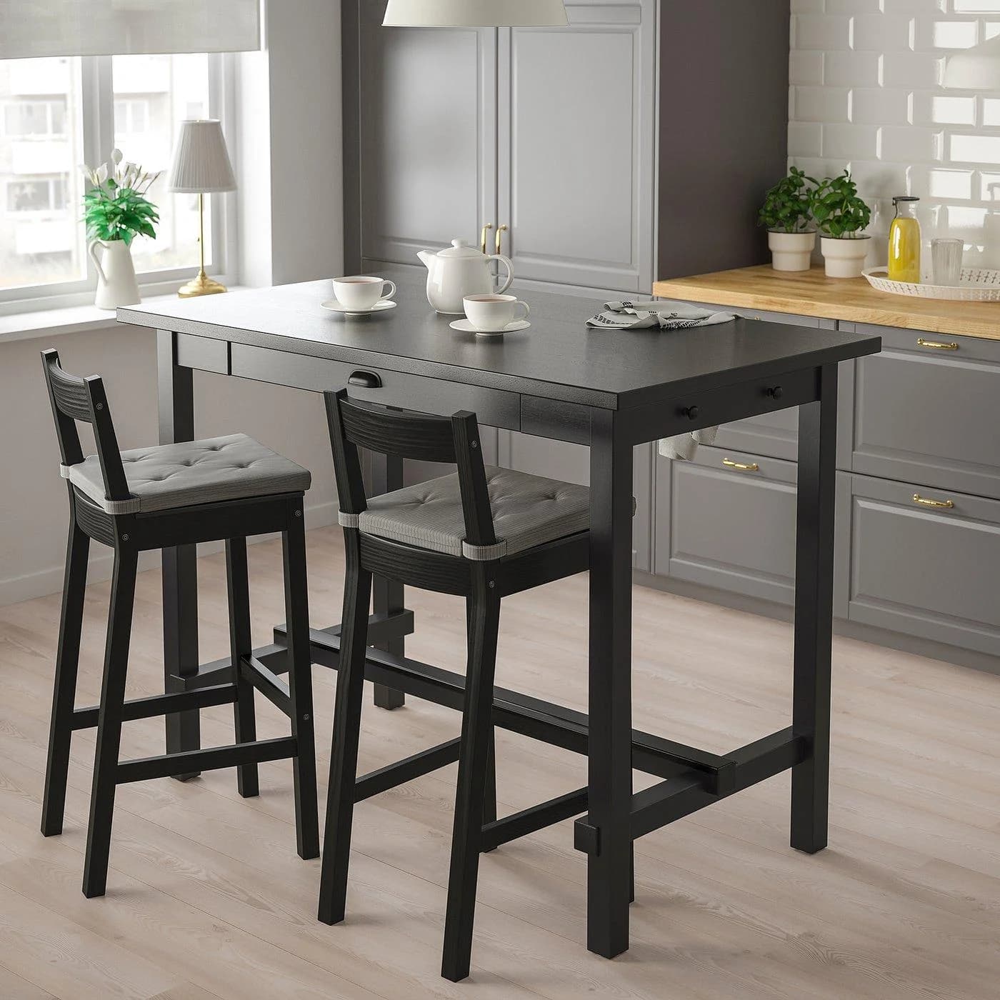 IKEA NORDVIKEN Bartisch Schwarz mit Schublade