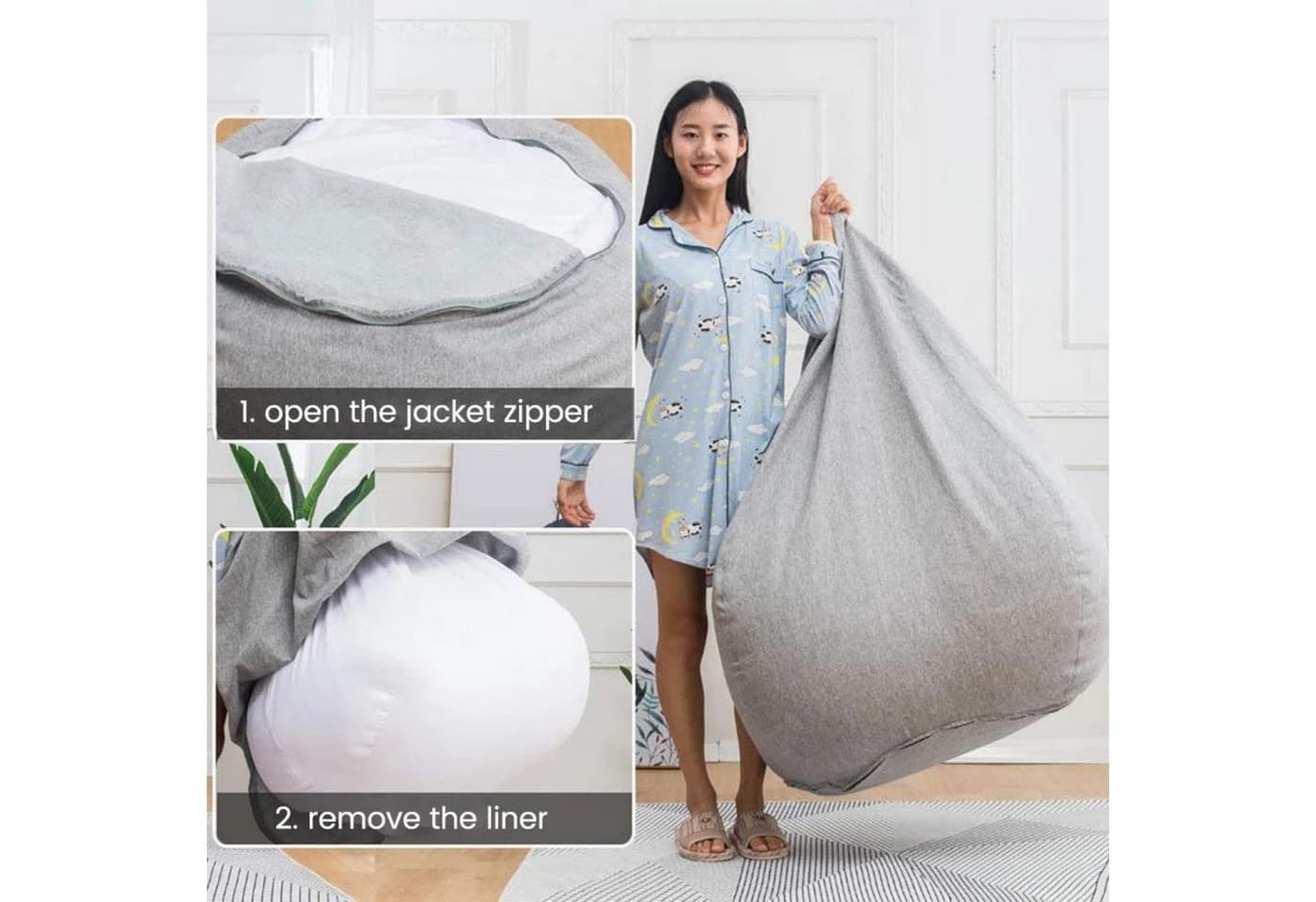 Bundviel Sofabezug Sitzsack Comfort Line Weiß Birnenförmig - Bild 3