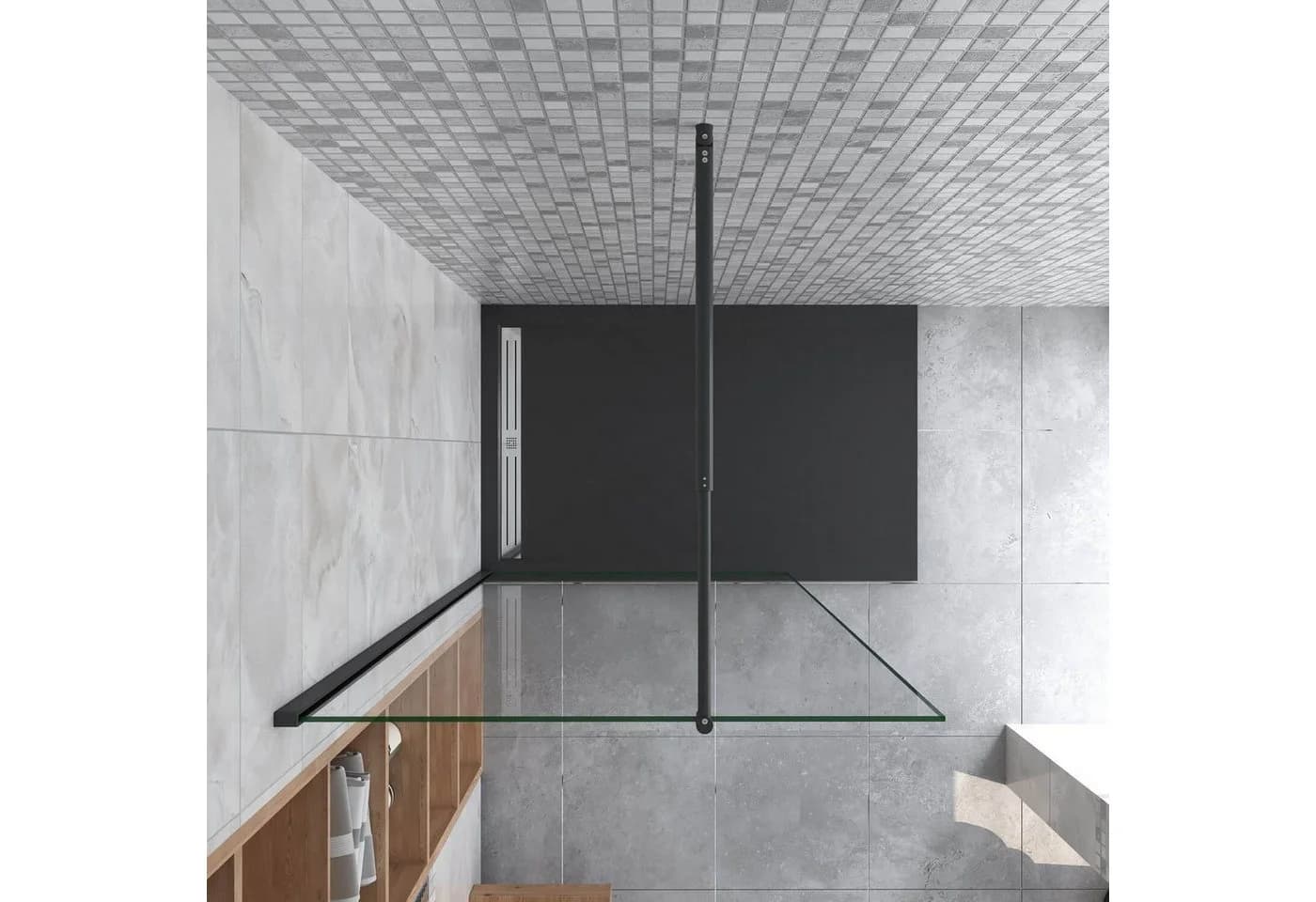 duschspa Duschwand 8mm Nano Glas Schwarz Aluminium Rahmen - Bild 3
