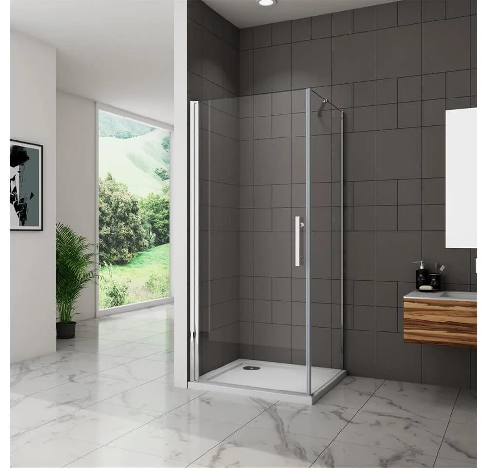 duschspa Eckdusche 185cm ESG Nano Glas Drehtür + Seitenwand - Bild 2