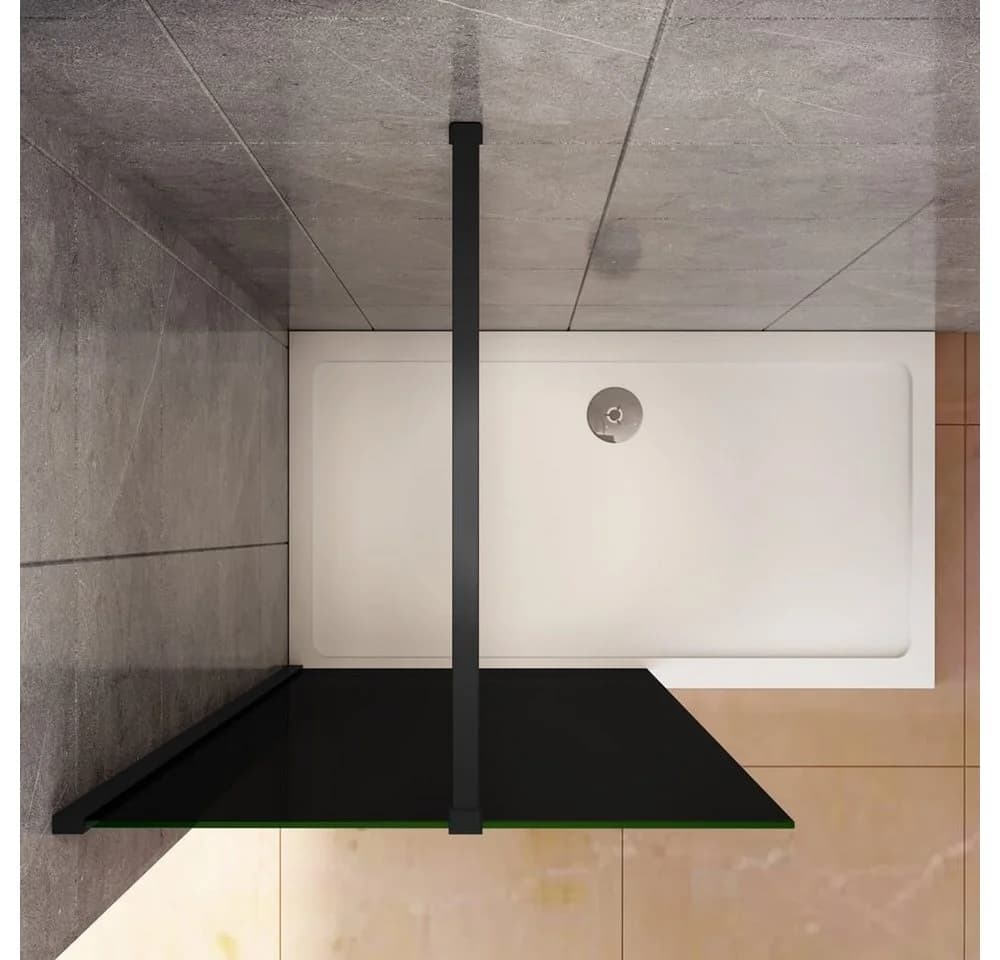 duschspa Duschwand 200cm Schwarz ESG Glas Aluminiumrahmen - Bild 3