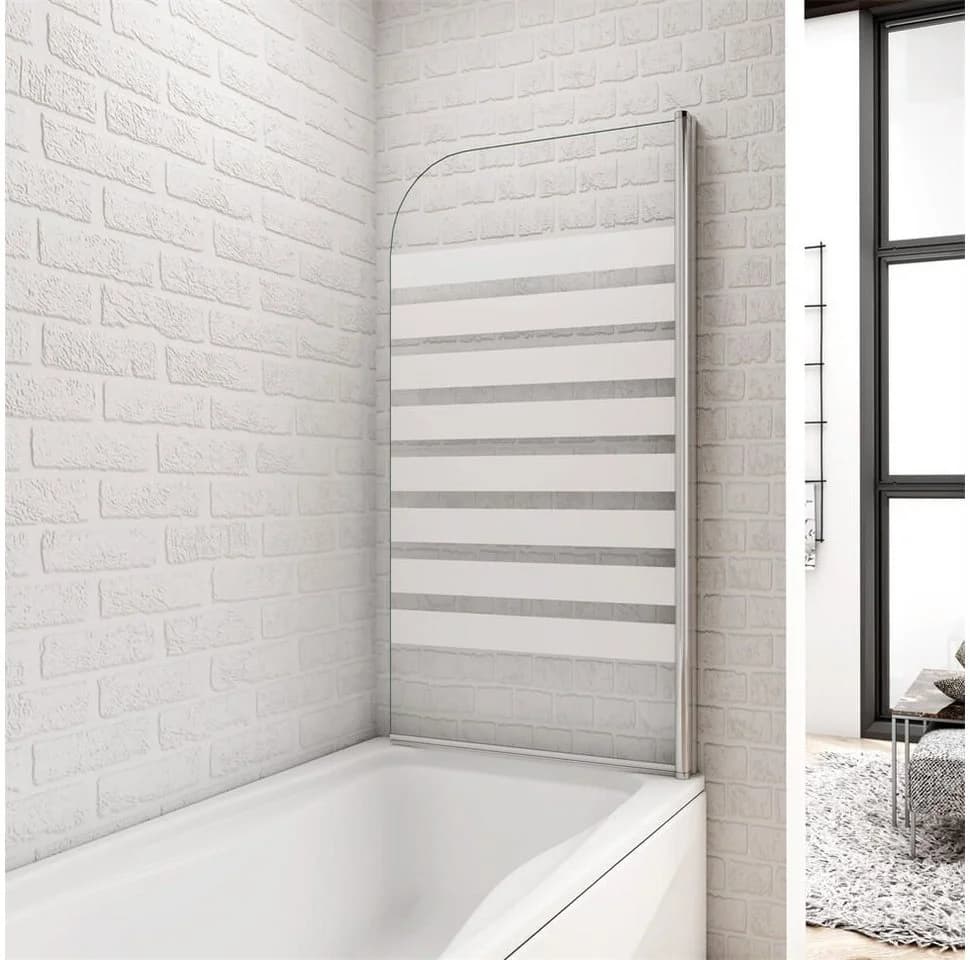 duschspa Badewannenaufsatz NANO Glas mit Querstreifen Drehwand
