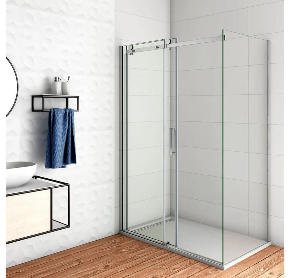 duschspa Eckdusche 8mm NANO Glas Schiebetür mit Seitenwand - Bild 3