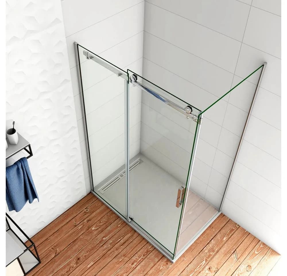 duschspa Eckdusche 8mm NANO Glas Schiebetür mit Seitenwand - Bild 4