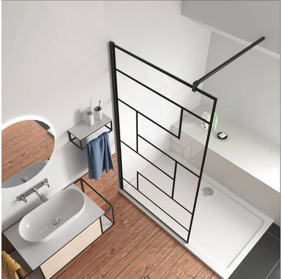 duschspa Duschwand 200cm Schwarz 8mm ESG Glas Nano