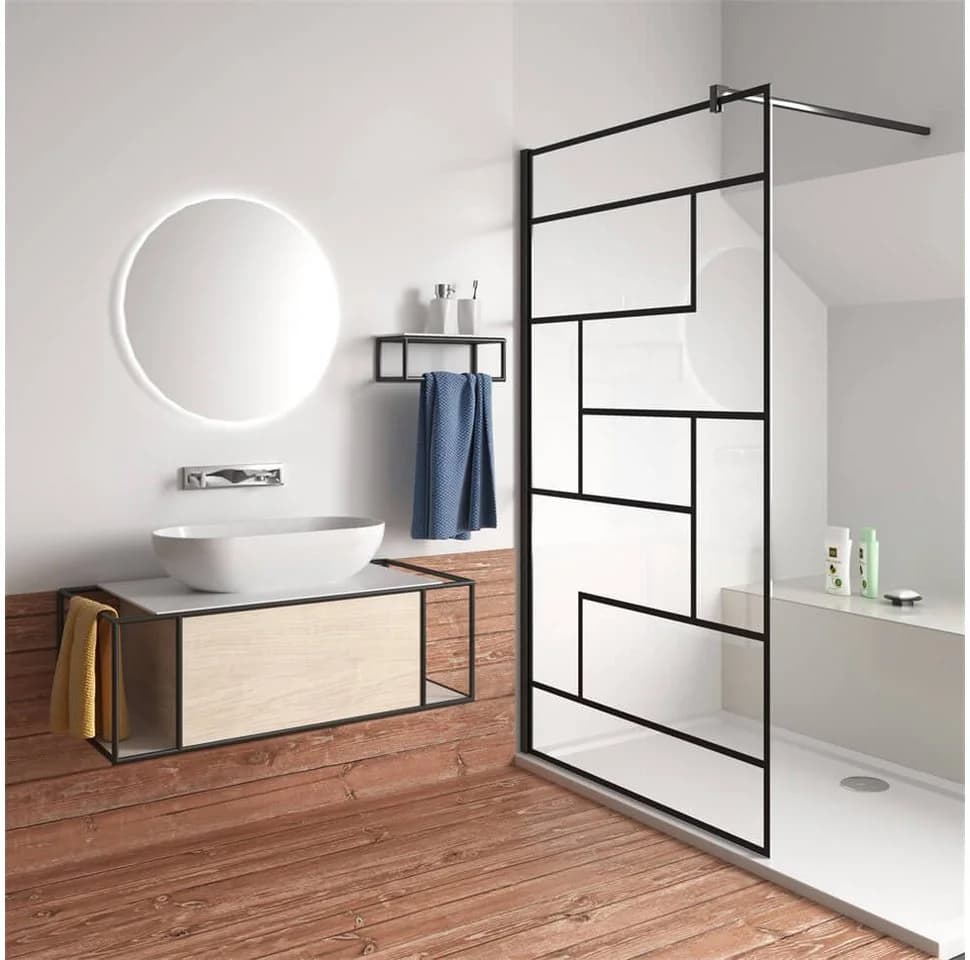 duschspa Duschwand 200cm Schwarz 8mm ESG Glas Nano - Bild 2