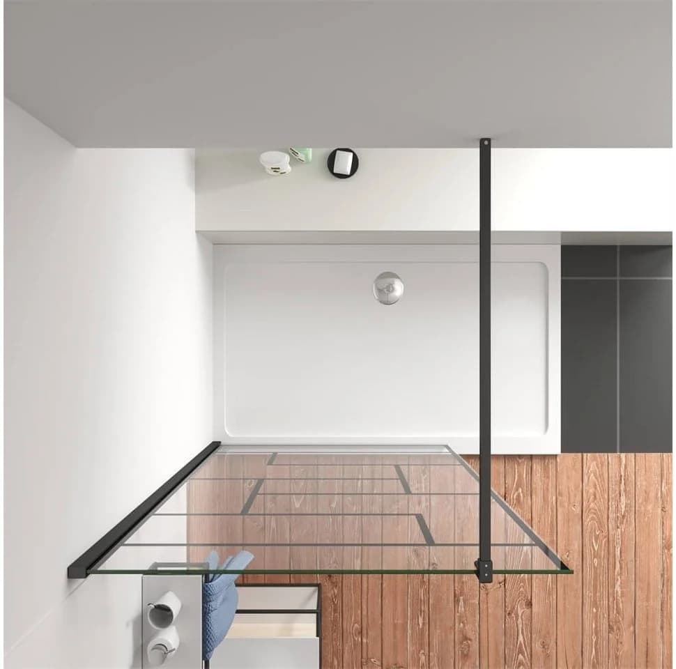 duschspa Duschwand 200cm Schwarz 8mm ESG Glas Nano - Bild 3