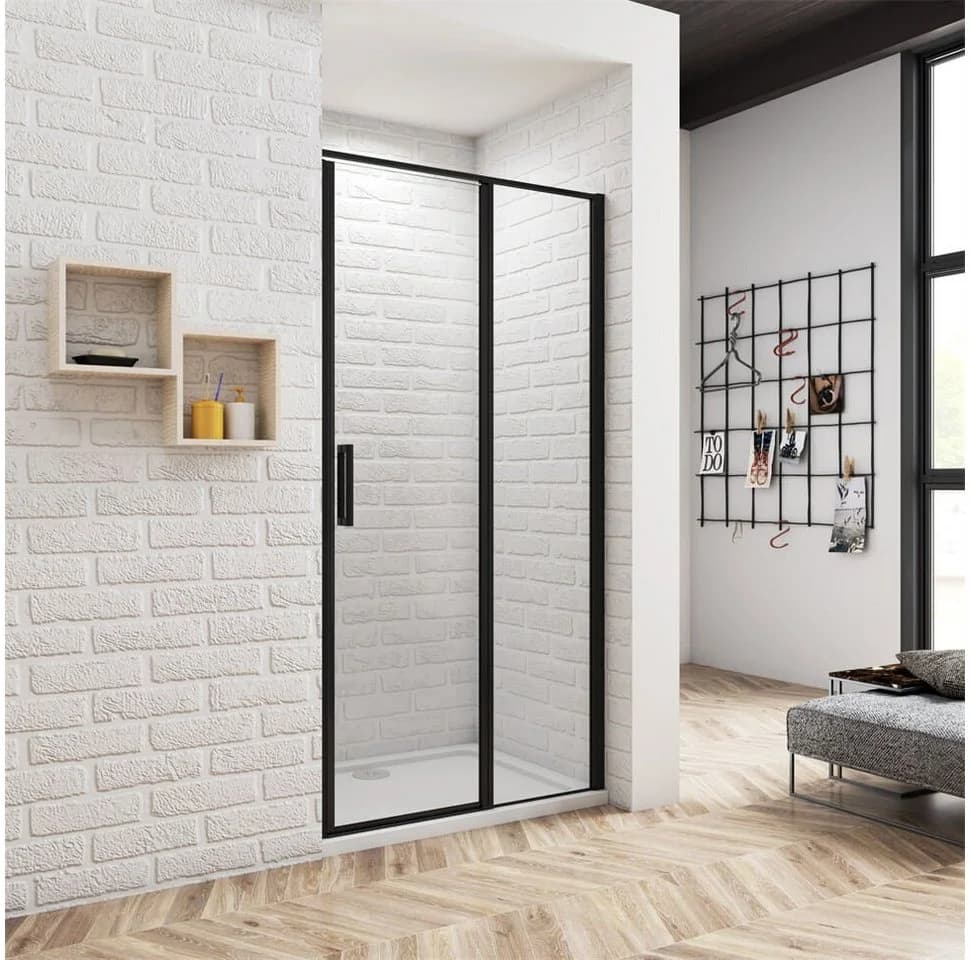 duschspa Dusch-Drehtür 6mm ESG Nano Glas Schwarz Aluminium - Bild 2
