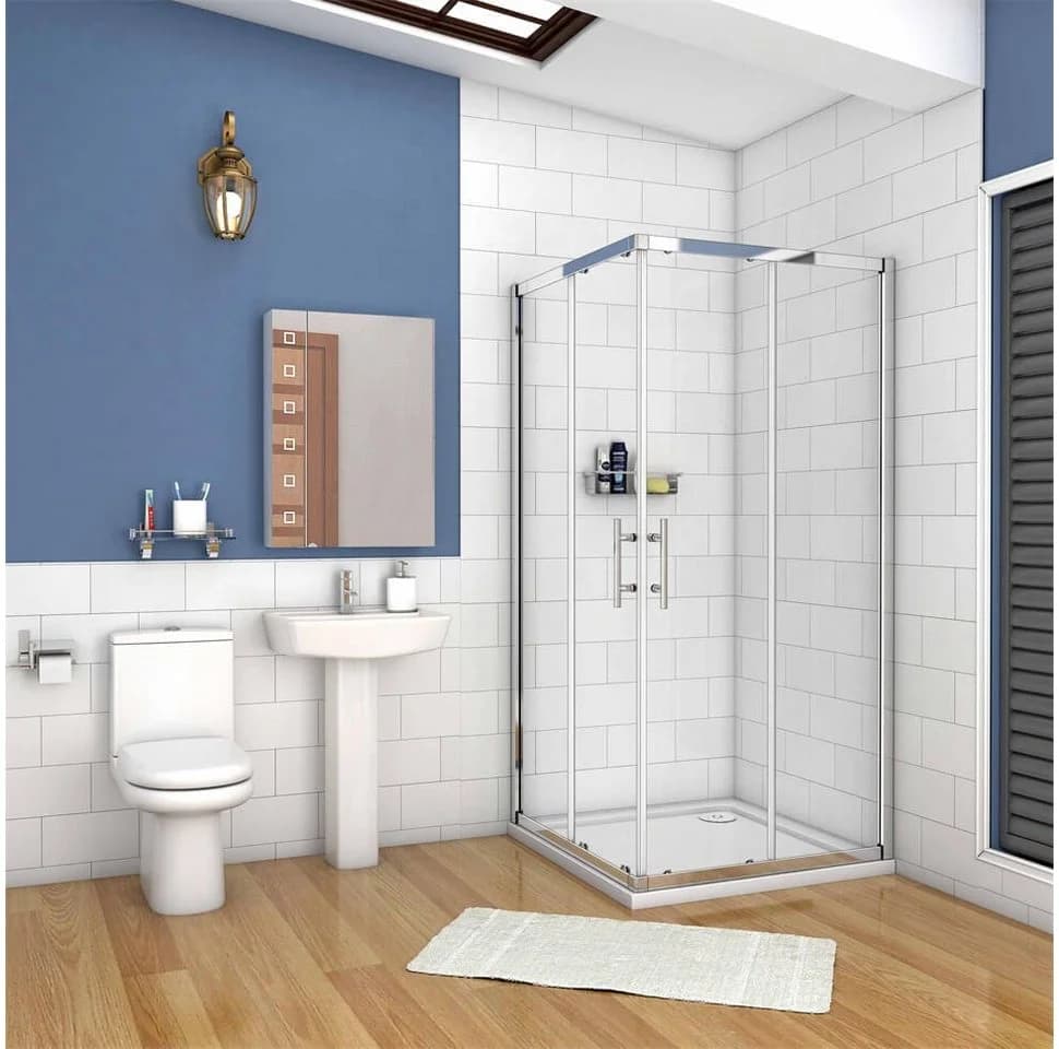 duschspa Eckdusche 185cm Eckeinstieg Duschkabine Schiebetür Glastür Dusche - Bild 2
