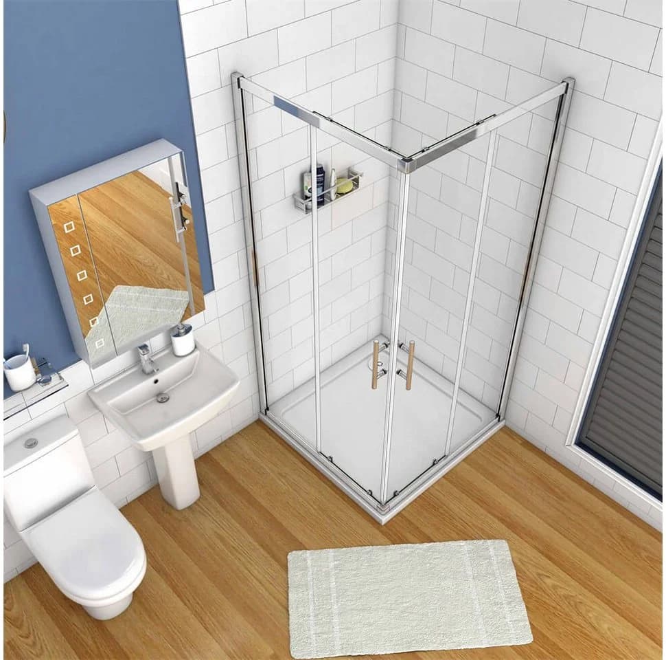 duschspa Eckdusche 185cm Eckeinstieg Duschkabine Schiebetür Glastür Dusche - Bild 4