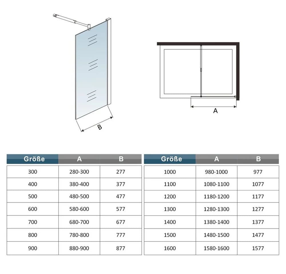 duschspa Duschwand 200cm ESG Glas Aluminiumrahmen - Bild 5