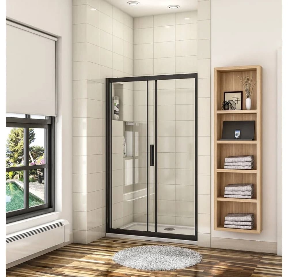 duschspa Schiebetür Dusche 195cm 8mm ESG Nano Glas Schwarz