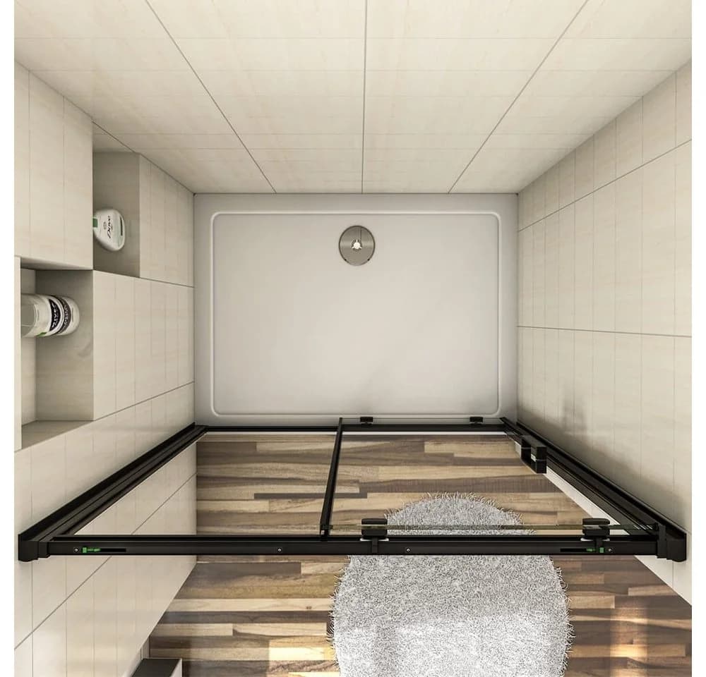 duschspa Schiebetür Dusche 195cm 8mm ESG Nano Glas Schwarz - Bild 4