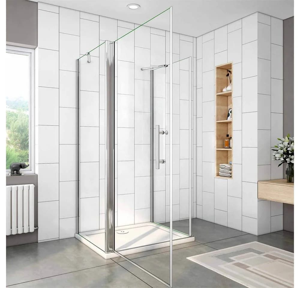 duschspa Duschkabine Drehtür ESG Glas 76x80 cm mit Seitenwänden