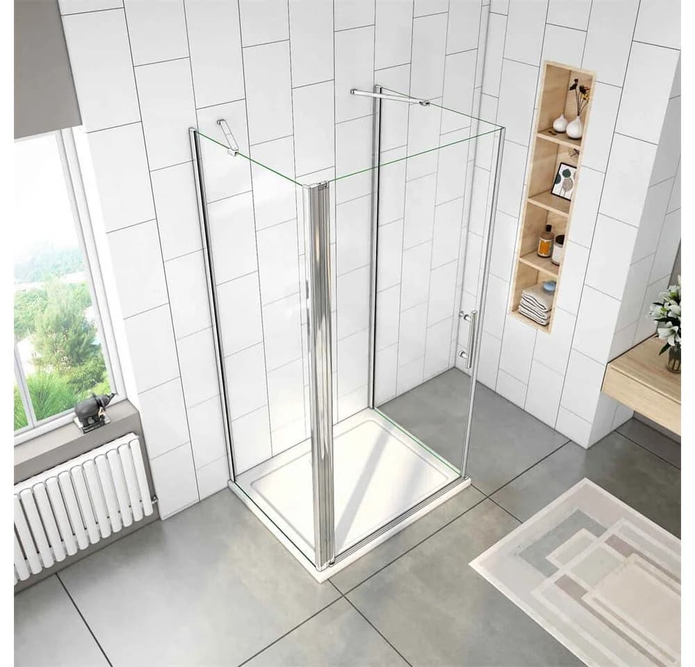 duschspa Duschkabine Drehtür ESG Glas 76x80 cm mit Seitenwänden - Bild 3