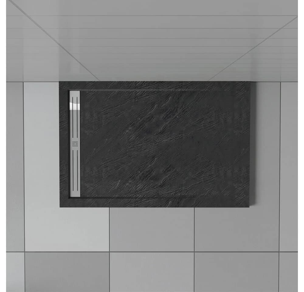 duschspa Duschwanne Schwarz Kunststein Rechteck