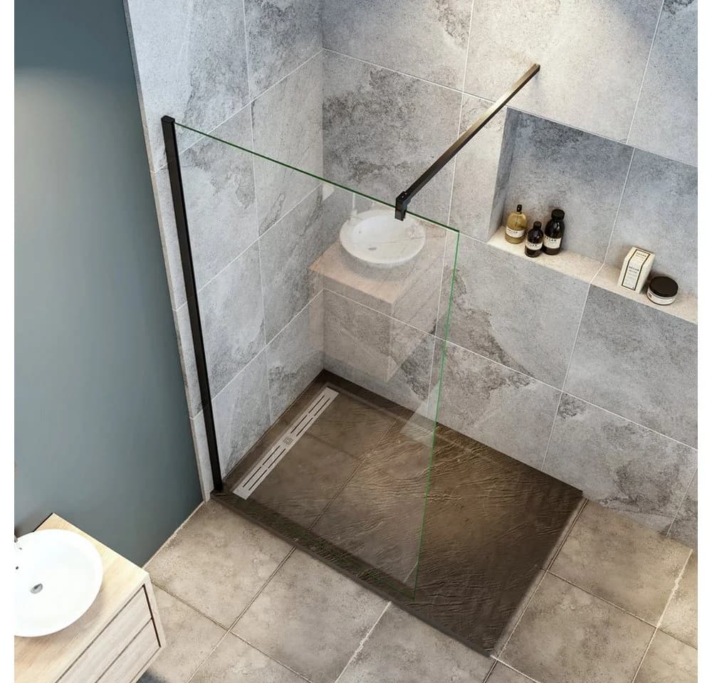 duschspa Duschwand 10mm ESG Nano-Glas Schwarz Aluminium