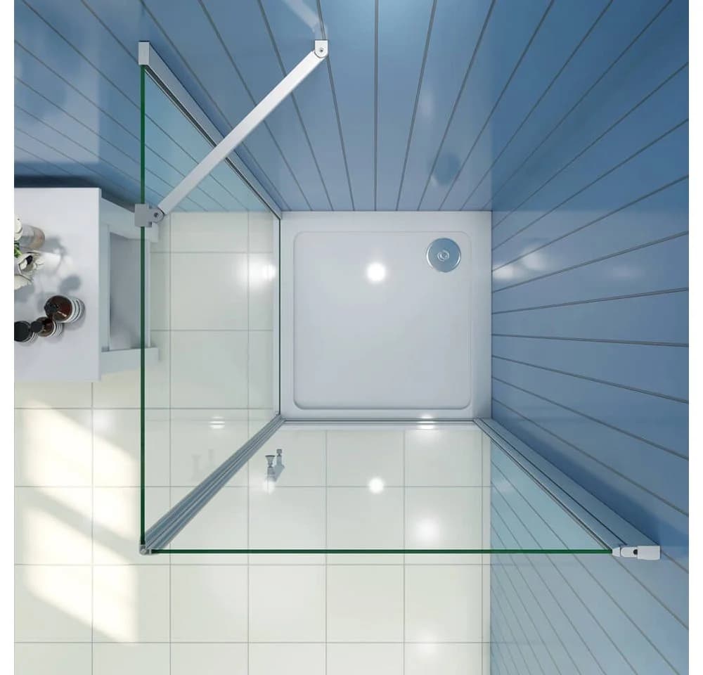 duschspa Eckdusche 185cm Drehtür mit Festteil mattgrau ESG Glas - Bild 5