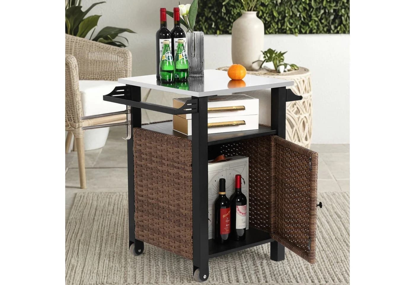 LVHOM Küchenwagen Rattan Edelstahl mit Rollen - Bild 2