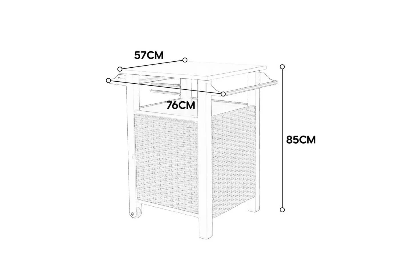 LVHOM Küchenwagen Rattan Edelstahl mit Rollen - Bild 3