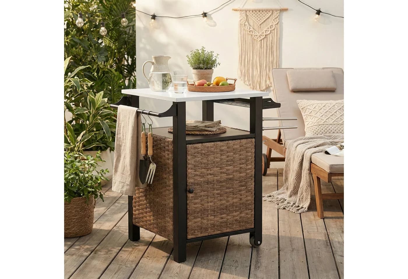 LVHOM Küchenwagen Rattan Edelstahl mit Rollen - Bild 4