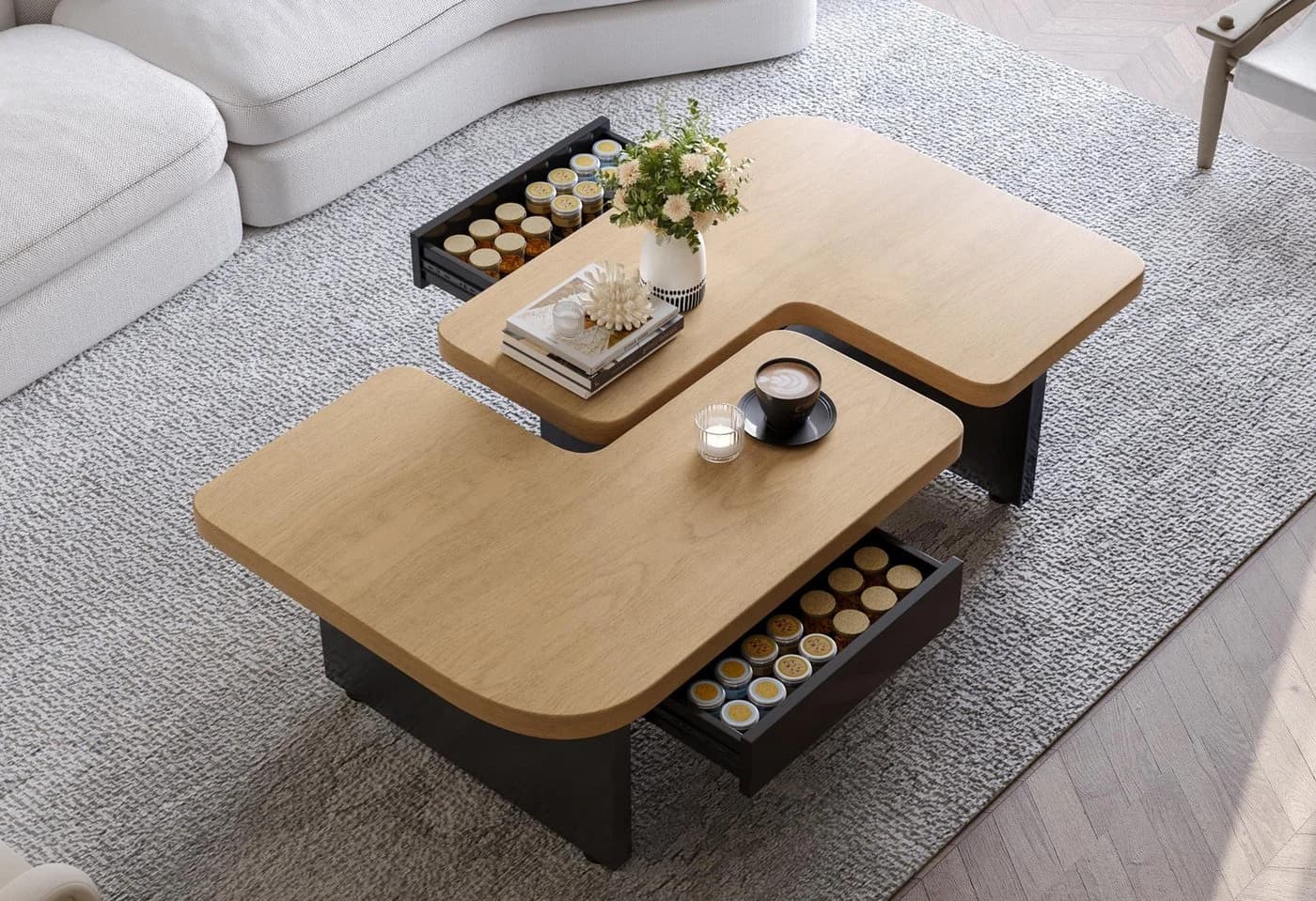LVHOM Modularer Couchtisch 2-in-1 mit LED Beleuchtung - Bild 2