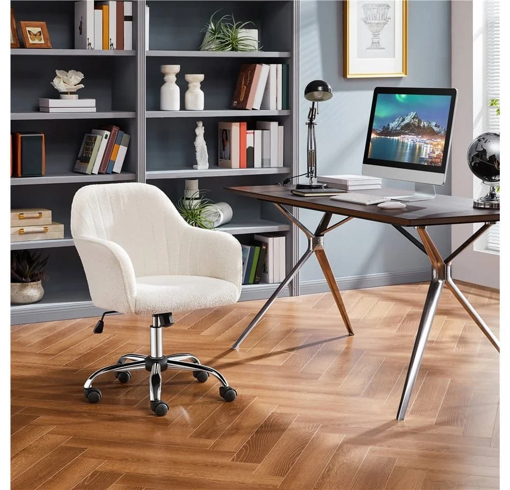 Yaheetech Bürostuhl Elfenbein Höhenverstellbar mit Wippfunktion - Bild 3