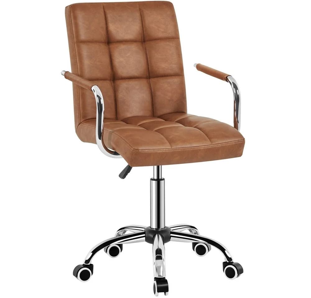 Yaheetech Bürostuhl höhenverstellbar Retro-Braun Kunstleder - Bild 2