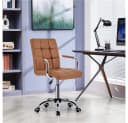 Yaheetech Bürostuhl höhenverstellbar Retro-Braun Kunstleder Bild 3