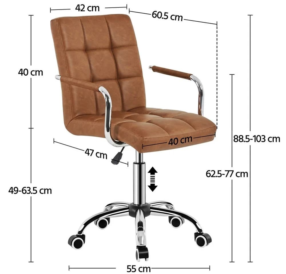 Yaheetech Bürostuhl höhenverstellbar Retro-Braun Kunstleder - Bild 4