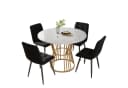 i@home Essgruppe 5-teilig Runder Tisch 100cm Gold Samt Bild 2