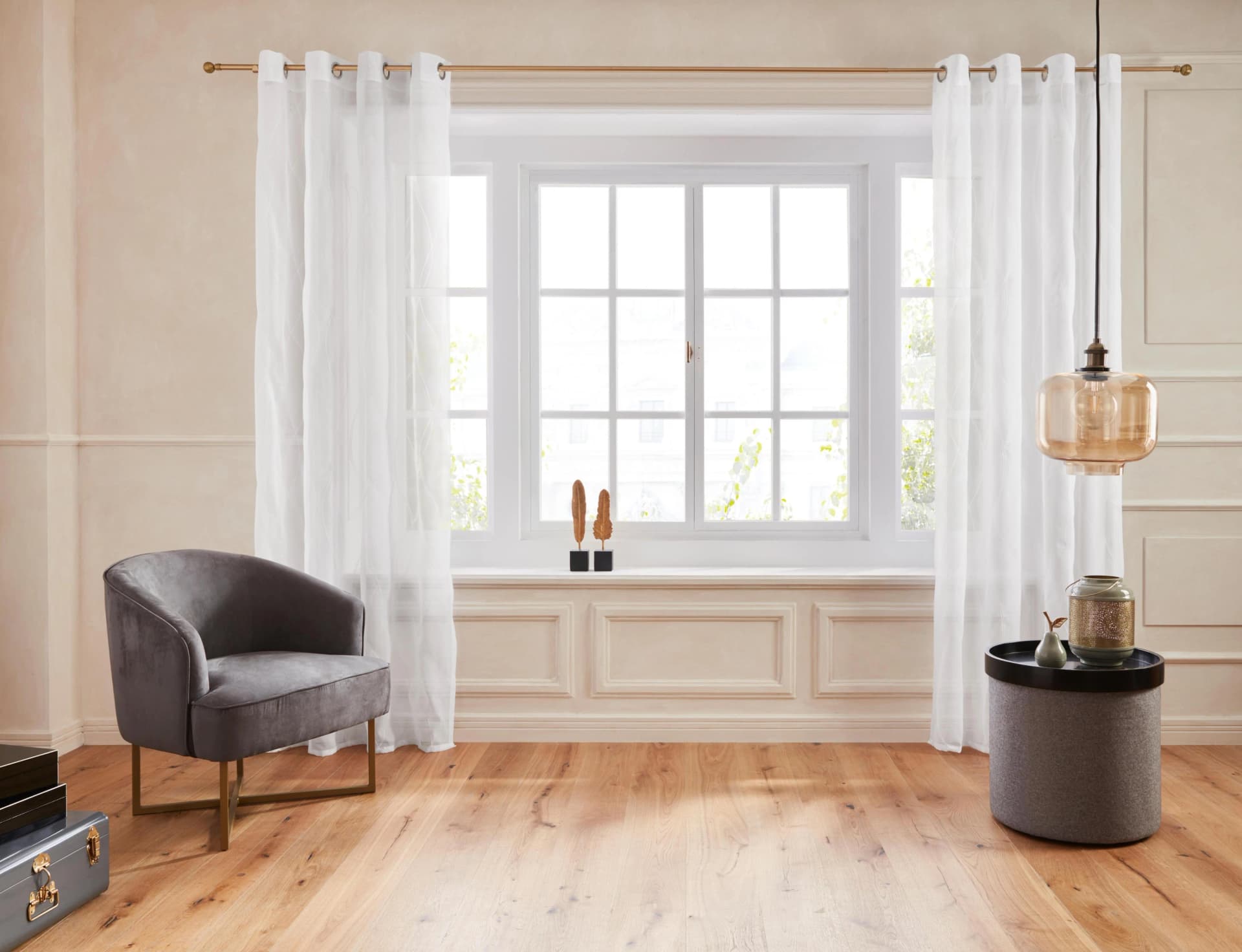 OTTO HOME Gardine Mila Weiß Besticktes Wellenmuster Voile