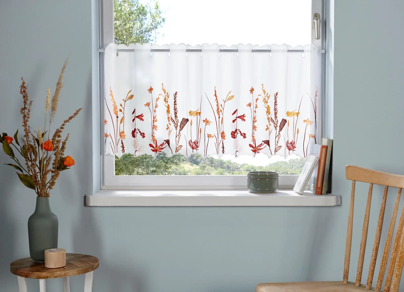 Scheibengardine HOME AFFAIRE Bille Gr. 2 Braun Blumenmuster