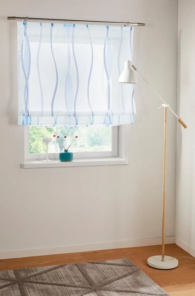 OTTO HOME Raffrollo Dimona Weiß/Blau Voile Wellenmuster - Bild 2