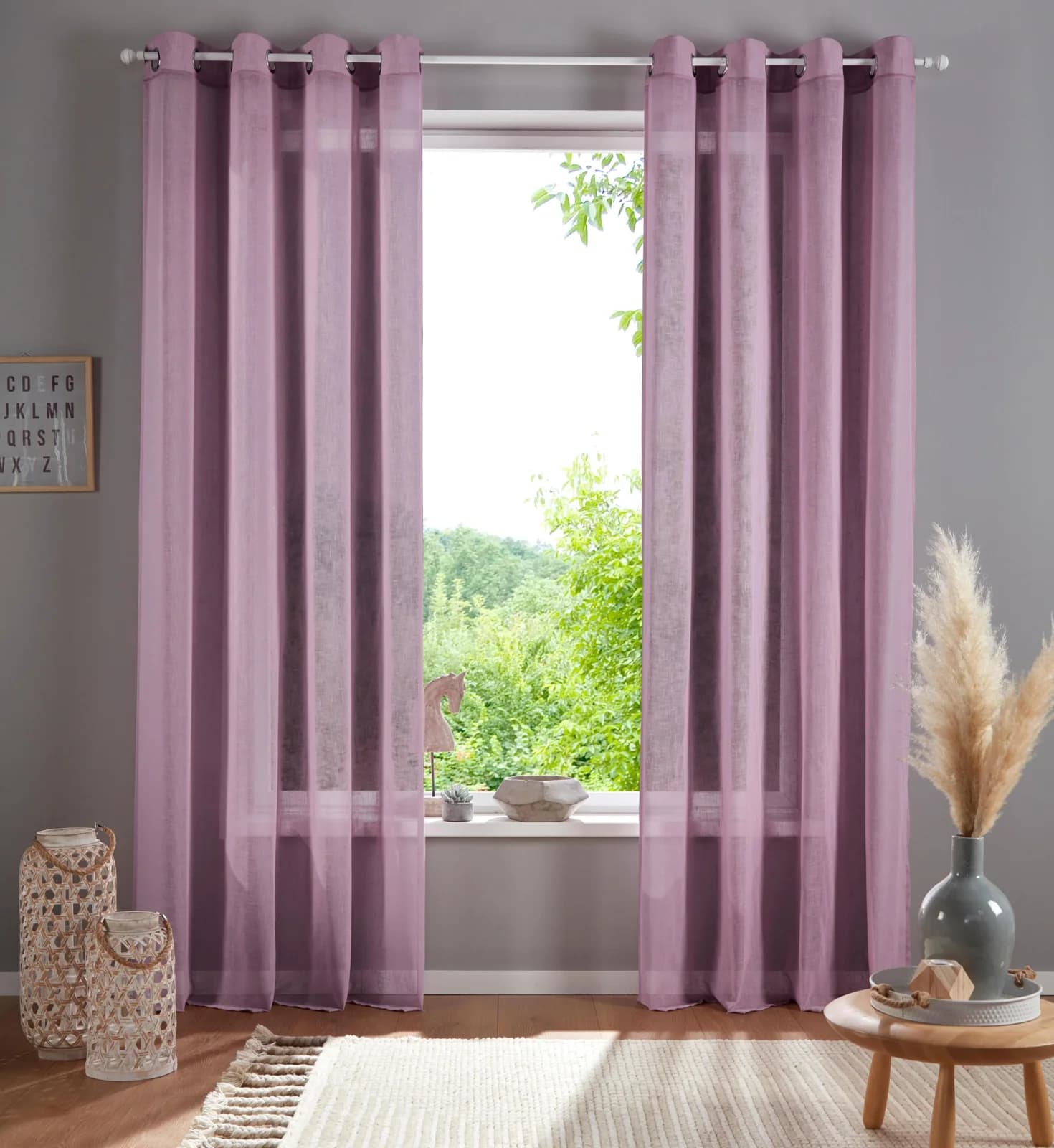 Gardine HOME AFFAIRE "Mara" Rosa Leinenoptik