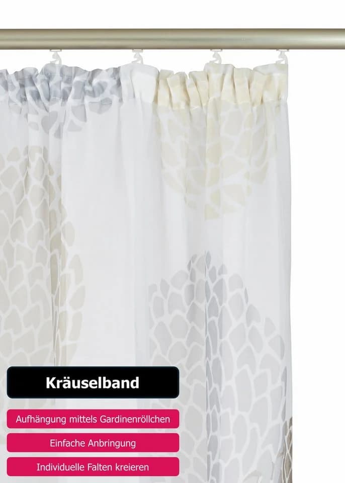 OTTO home Gardine Belem Kräuselband Transparent Voile Kreis-Motiv - Bild 4