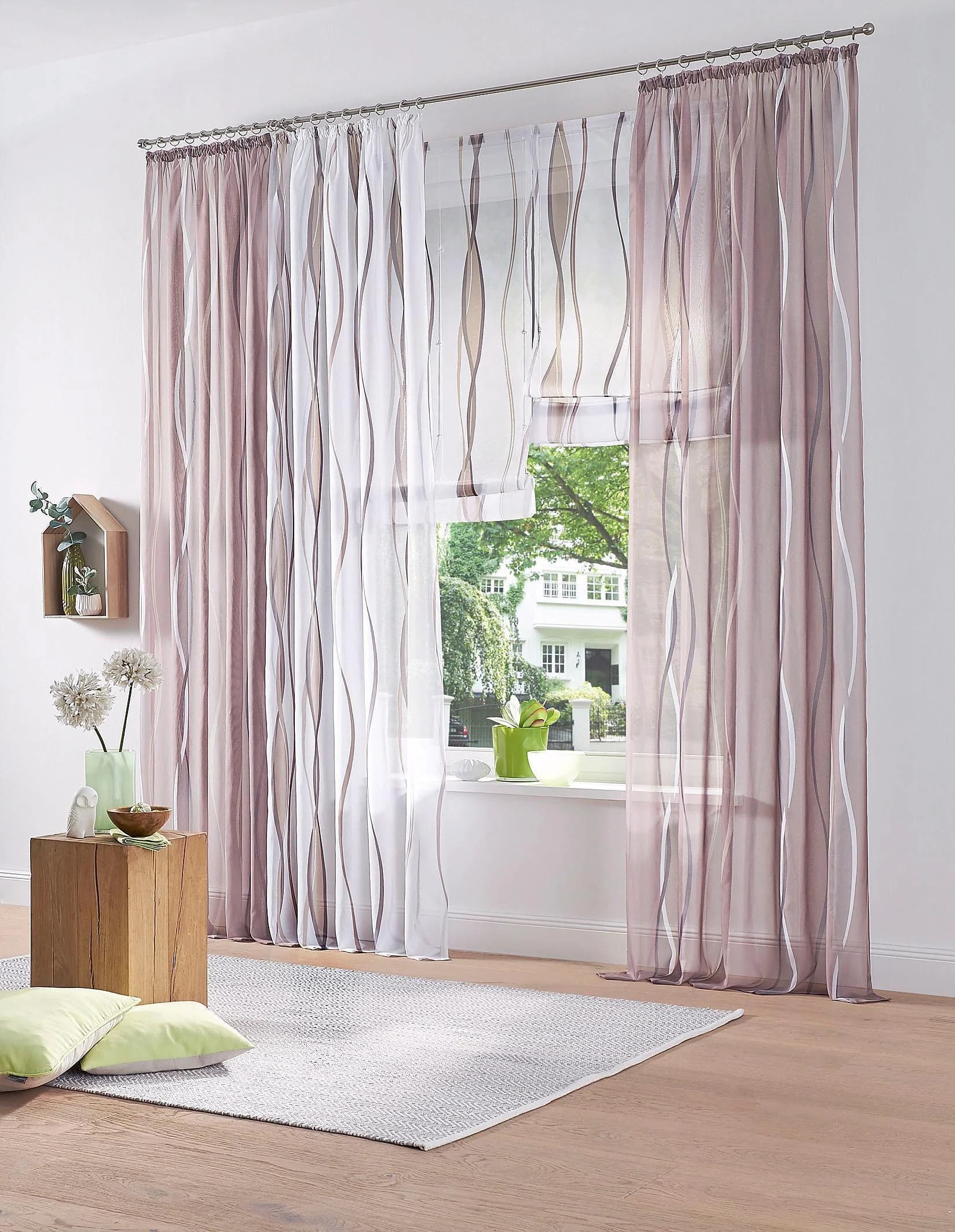 Gardine MY HOME Dimona 2er-Set Grau Voile Polyester