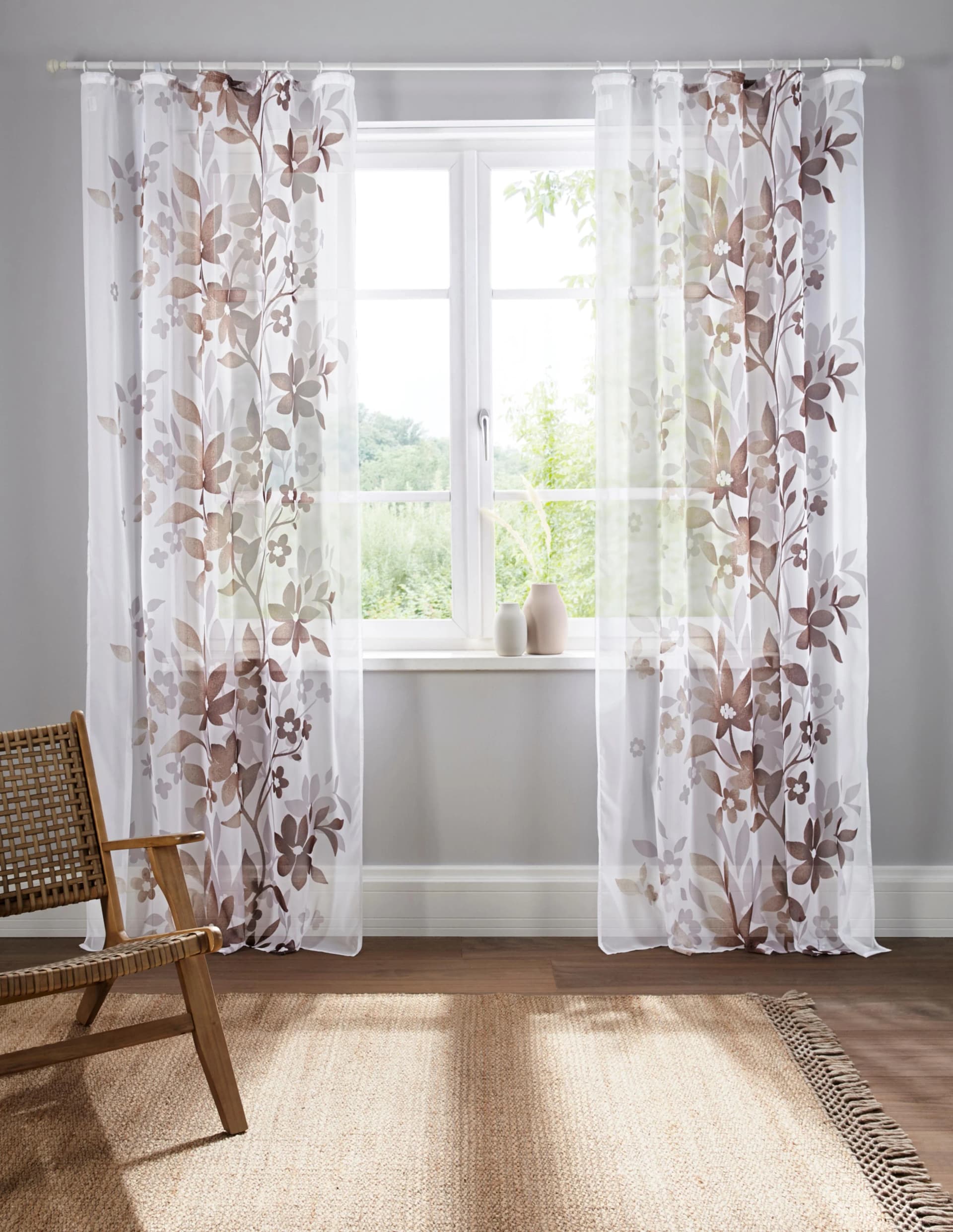 Gardine HOME AFFAIRE Ina Braun Blumenmuster